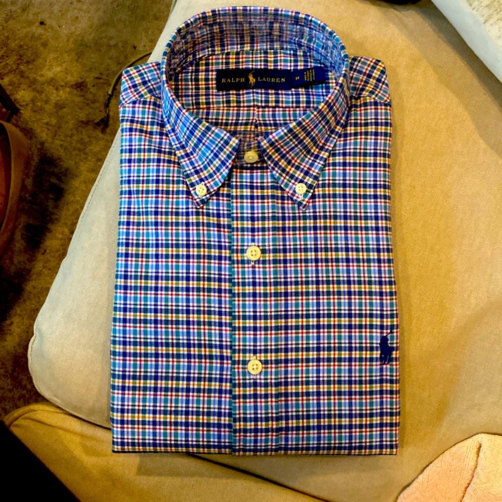 Polo Ralph Lauren Men's Medium Classics Oxford Shirt Blue Navy Plaid
